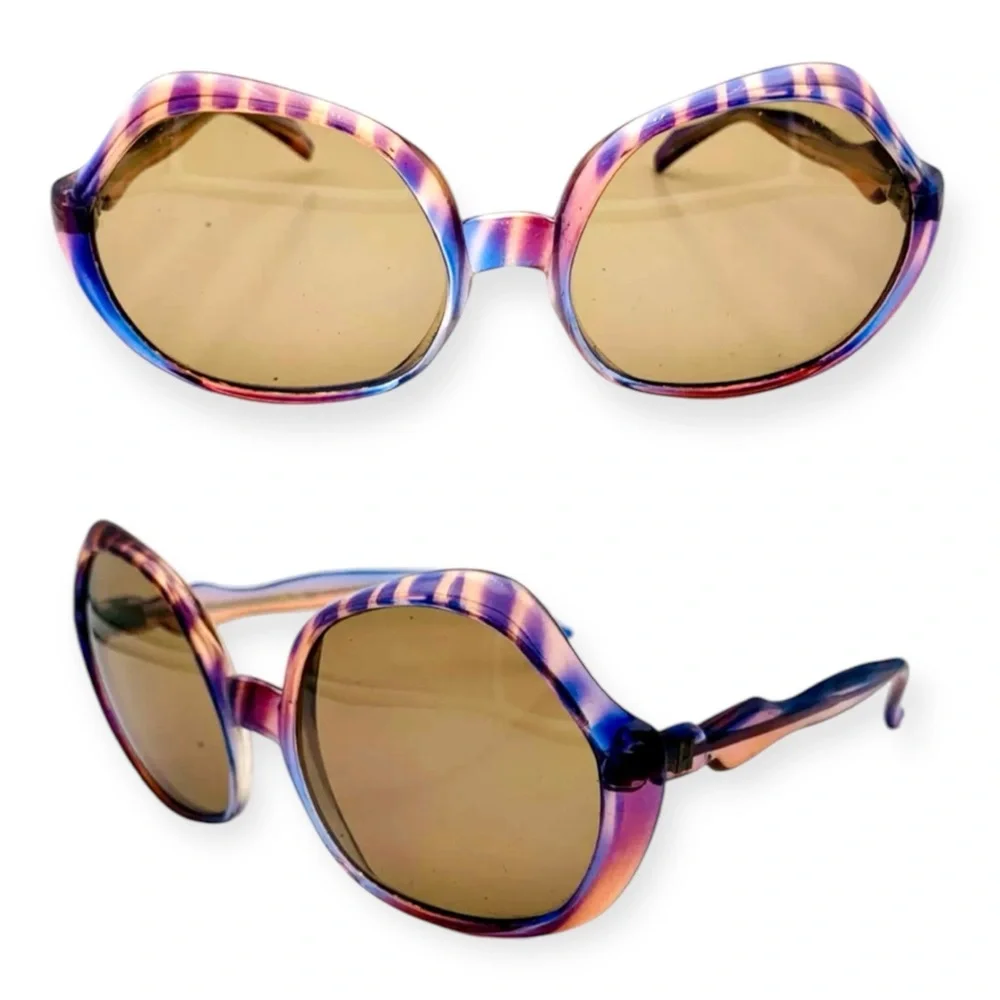 1970’s Vintage Italian Oversized Sunglasses, Purple & Pink‎ Frames, Italy